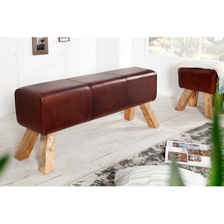 Banchete-Tabureti - Bancheta din lemn si piele naturala BOCK 120cm