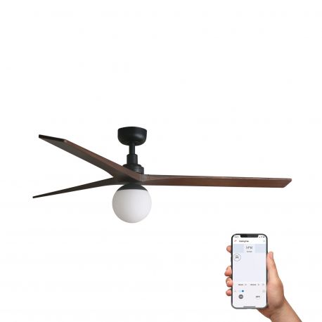 Lustre cu ventilator - Lustra cu Ventilator Smart sisitem Tuya cu telecomanda KLIM L 150cm, negru/ nuc