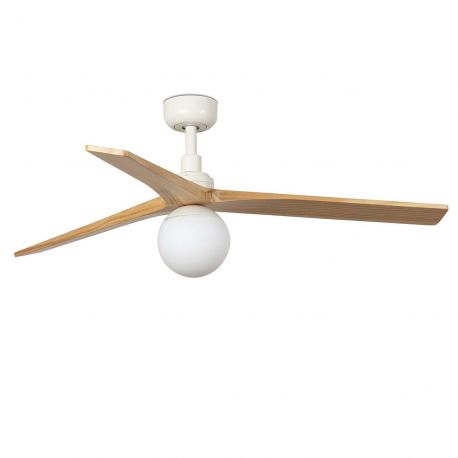Lustre cu ventilator - Lustra cu Ventilator aplicat tavan cu telecomanda KLIM M 125cm, alb/ pin