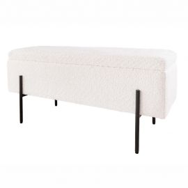 Bancheta tapitata cu spatiu de depozitare LOFT 100cm boucle white 