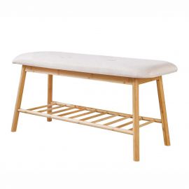 Banchete-Tabureti - Bancheta cu raft pentru hol, baie sau dressinguri ZEN-BO 90cm bambus