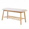 Bancheta cu raft pentru hol, baie sau dressinguri ZEN-BO 90cm bambus