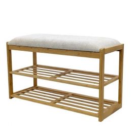 Banchete-Tabureti - Bancheta cu raft pentru pantofi ZEN-BO 80cm bambus