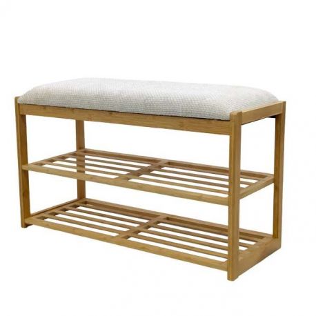 Banchete-Tabureti - Bancheta cu raft pentru pantofi ZEN-BO 80cm bambus