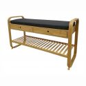 Bancheta cu raft pentru pantofi si sertare ZEN-BO 100cm bambus