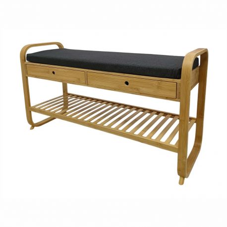 Banchete-Tabureti - Bancheta cu raft pentru pantofi si sertare ZEN-BO 100cm bambus