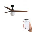 Lustra cu Ventilator smart sistem TUYA si telecomanda KLIM M 125cm, negru/ nuc