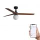 Lustre cu ventilator - Lustra cu Ventilator smart sistem TUYA si telecomanda KLIM M 125cm, negru/ nuc