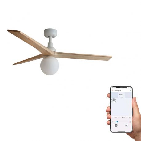 Lustre cu ventilator - Lustra cu Ventilator smart sistem TUYA si telecomanda KLIM M 125cm, alb/ pin