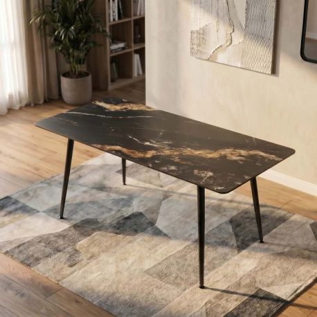 Mese dining - Masa dining cu blat ceramic Milano Aurora Oro 140x80cm