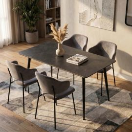 Masa dining cu blat ceramic Milano gri 120x80cm