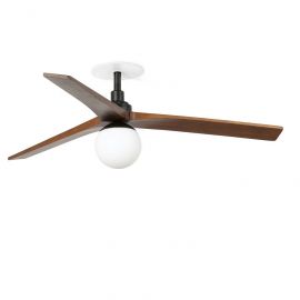 Lustre cu ventilator - Lustra cu Ventilator incastrabil smart sistem TUYA si telecomanda KLIM M 125cm, negru/ nuc