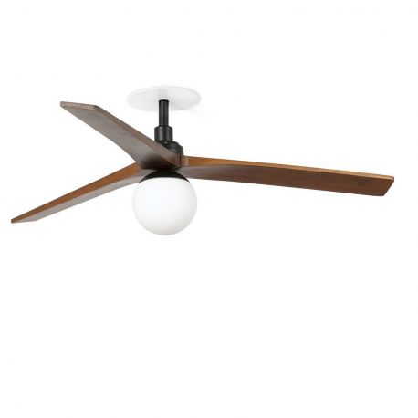 Lustre cu ventilator - Lustra cu Ventilator incastrabil smart sistem TUYA si telecomanda KLIM M 125cm, negru/ nuc