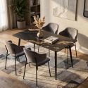 Masa dining cu blat ceramic Milano Aurora Oro 120x80cm