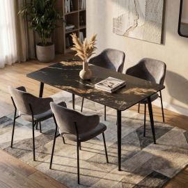 Masa dining cu blat ceramic Milano Aurora Oro 120x80cm