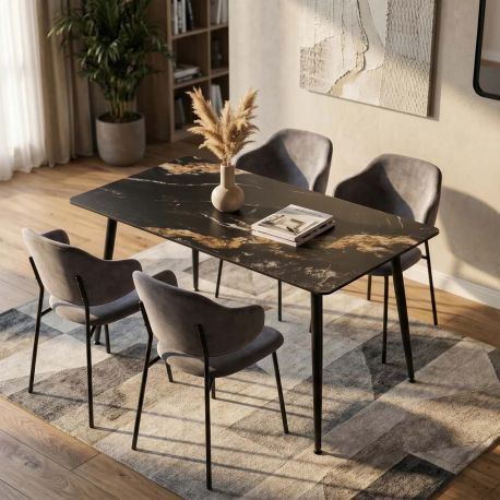 Mese dining - Masa dining cu blat ceramic Milano Aurora Oro 120x80cm