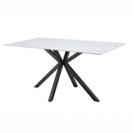 Masa dining cu blat ceramic GALAXIE alb 160x90cm