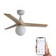 Lustre cu ventilator - Lustra cu Ventilator smart sistem TUYA si telecomanda KLIM S 92,5cm, alb/ pin