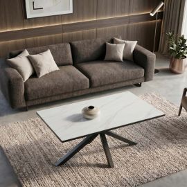 Masute Living - Masuta de cafea cu blat ceramic GALAXIE Alb 100x60cm