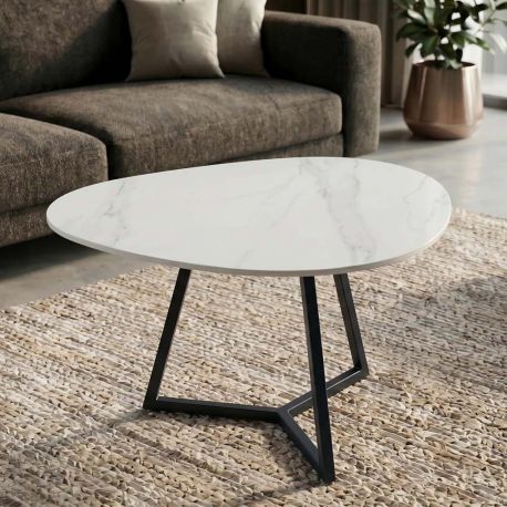 Masute Living - Masuta de cafea cu blat ceramic alb MARVELOUS 70cm