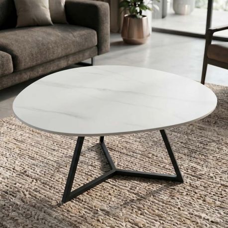 Masute Living - Masuta de cafea cu blat ceramic alb MARVELOUS 90cm