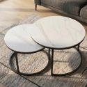 Set de 2 masute cu blat ceramic alb ELEGANCE 75cm