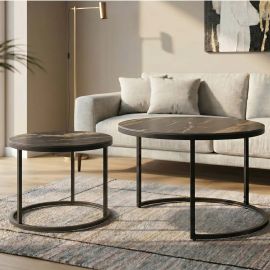 Masute Living - Set de 2 masute cu blat ceramic Aurora Oro ELEGANCE 75cm