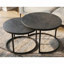 Masute Living - Set de 2 masute cu blat ceramic gri ELEGANCE 75cm