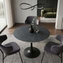 Masa rotunda bistro cu blat ceramic gri LYON 80cm