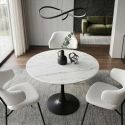 Masa rotunda bistro cu blat ceramic alb LYON 80cm