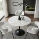 Mese dining - Masa rotunda bistro cu blat ceramic alb LYON 80cm