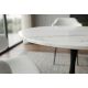 Mese dining - Masa rotunda bistro cu blat ceramic alb LYON 80cm