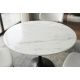 Mese dining - Masa rotunda bistro cu blat ceramic alb LYON 80cm