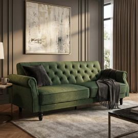 Canapea extensibila, Catifea Vogue verde muschi, Maison Belle Affaire 220cm