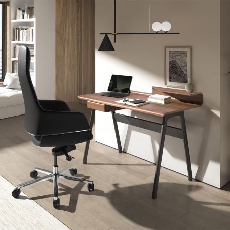 Birouri - Birou modern din lemn furniruit si fibra de sticla Walnut