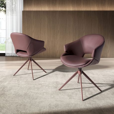 Scaune - Scaun modern pivotant piele sintetica maro cupru