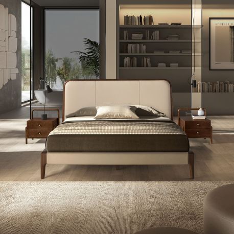 Paturi - Pat dublu tapitat design LUX Cream 180x200cm