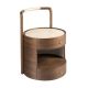 Noptiere - Noptiera LUX din lemn furniruit si piele Walnut