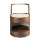 Noptiere - Noptiera LUX din lemn furniruit si piele Walnut