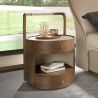 Noptiera LUX din lemn furniruit si piele sintetica Walnut
