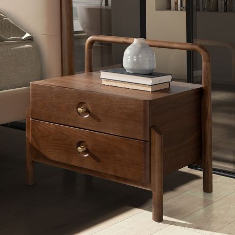 Noptiere - Noptiera LUX din lemn furniruit Walnut