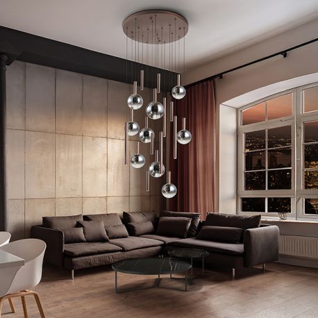 Corpuri de iluminat Lustre pentru casa scarii - Lustra cu 18 pendule LED suspendate Sapore