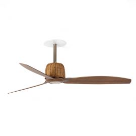 Lustre cu ventilator - Ventilator incastrat tavan cu telecomanda WEAVER M gold/walnut