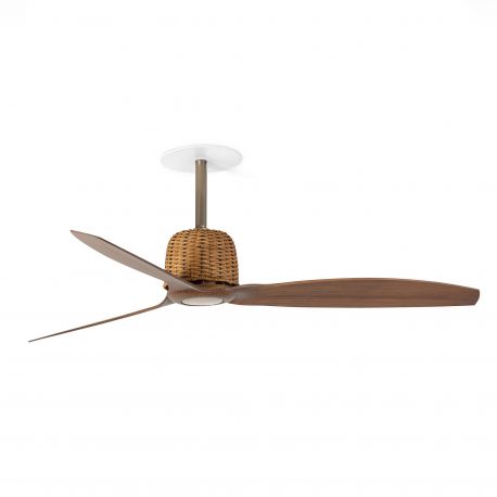 Lustre cu ventilator - Ventilator incastrat tavan cu telecomanda WEAVER M gold/walnut