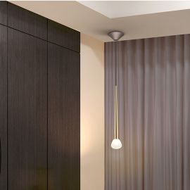 Pendule, Lustre suspendate - Lustra/ Pendul design modern Komet auriu/ cafeniu