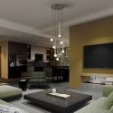 Lustra cu 7 pendule design modern Komet auriu/ cafeniu