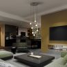 Lustra cu 7 pendule design modern Komet auriu/ cafeniu