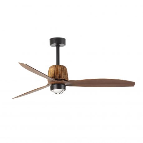 Lustre cu ventilator - Lustra LED cu Ventilator aplicat tavan cu telecomanda WEAVER M Black/walnut