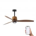 Lustra LED cu Ventilator smart sistem TUYA si telecomanda WEAVER M Black/walnut