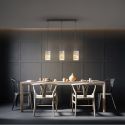 Lustra cu 3 pendule metal negru, sidef alb Nakar